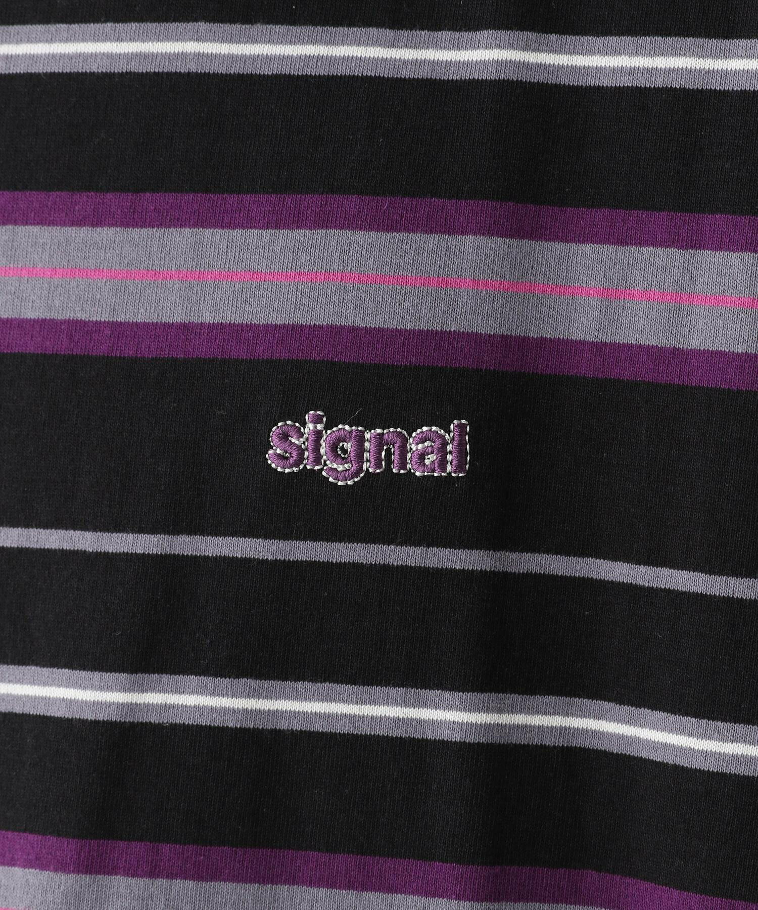 【SIGNAL SPORTS】ワンポイント刺繍/ボーダークルーネックオーバーTシャツ